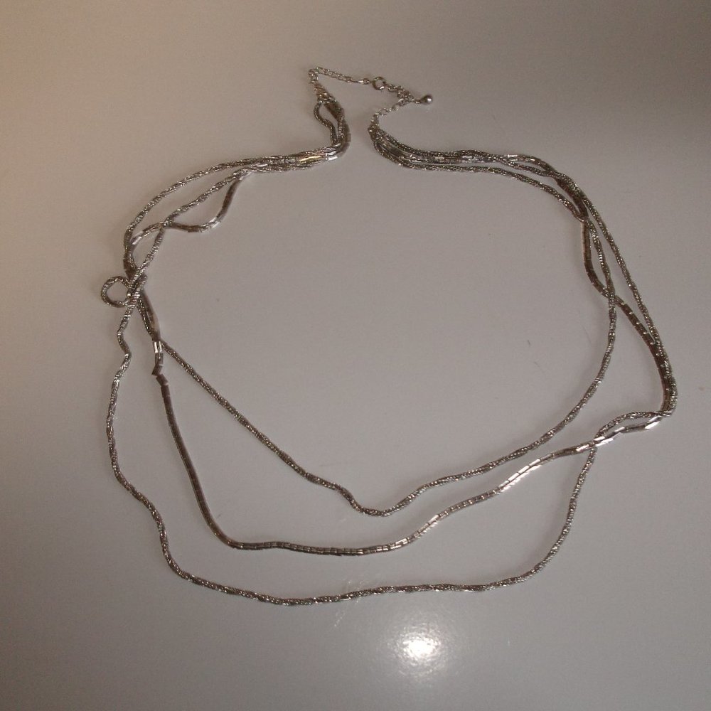 Vintage necklace silver triple chains marked NS
